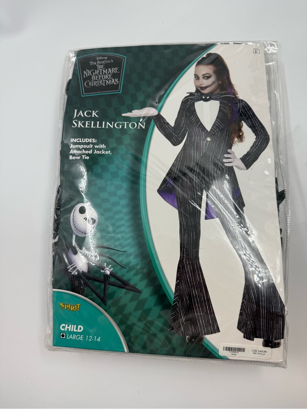 The Night Before Christmas Jack Skellington Halloween Costume Youth Lg 12-14
